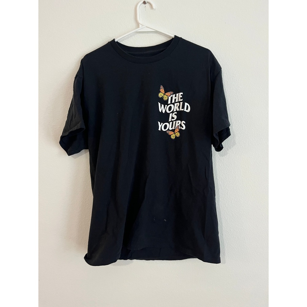 Popular Poison The World Is Yours Butterfly Rose Black Graphic T-Shirt Large